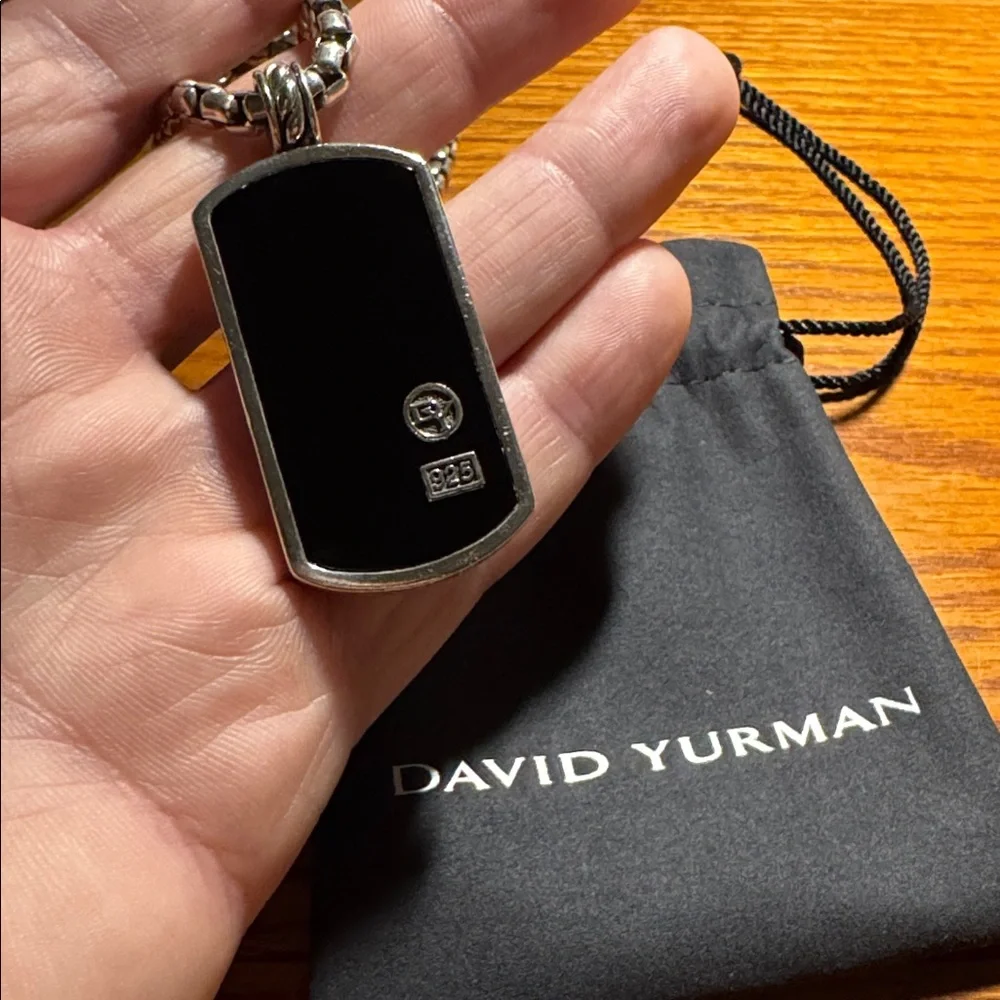 ❄️David Yurman XL 42mm .925 Black Onyx Dog Tag Pendant with 4.8mm 24” .925 Chain - Picture 2 of 5